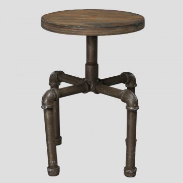 Pipe Stool with Wood Seat